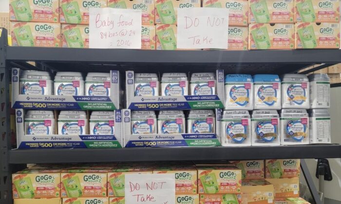 A photo of baby formula sent to the border by the Biden administration, taken by border patrol agents and sent to Rep. Kat Cammack (R-Fla.) on or around May 10, 2022. (Courtesy of Cammack)