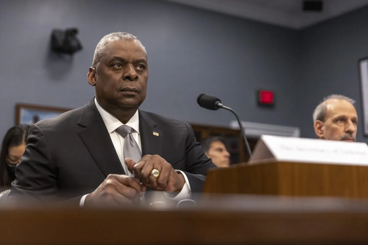 Secretary of Defense Lloyd Austin during testimony in Washington, on May 11, 2022. (Tasos Katopodis/Getty Images)