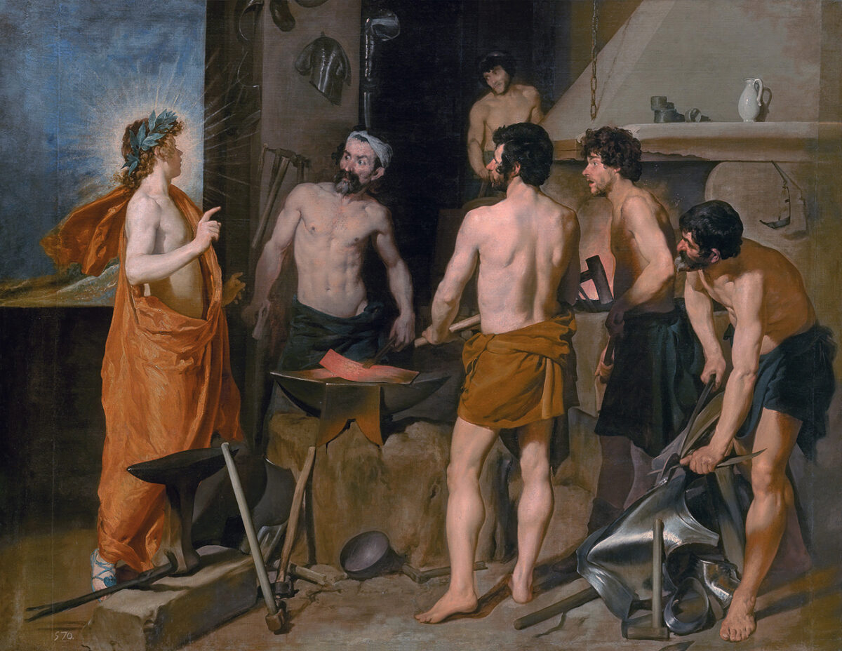 “Apollo at the Forge of Vulcan,” 1630, by Diego Velázquez. Oil on canvas; 87.7 inches by 114.1 inches. Museo del Prado, Madrid. (Public Domain)
