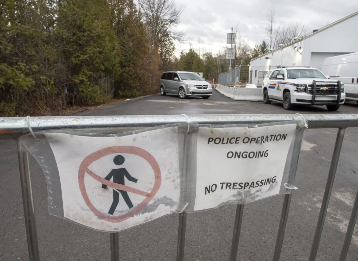 The end of Roxham Road where thousands of asylum seekers have crossed in Hemmingford, Quebec, on March 20, 2020. (Ryan Remiorz/The Canadian Press)