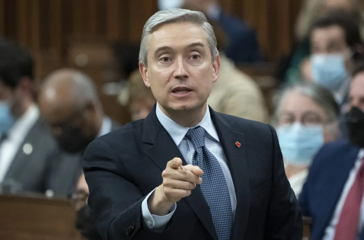 Innovation, Science and Industry Minister Francois-Philippe Champagne rises during Question Period, April 25, 2022 in Ottawa. (The Canadian Press/Adrian Wyld)