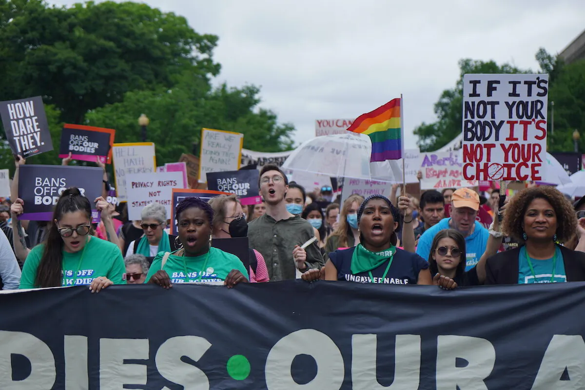 The front of the Bans Off Our Bodies march in Washington on May 14, 2022. (Jackson Elliott/The Epoch Times)
