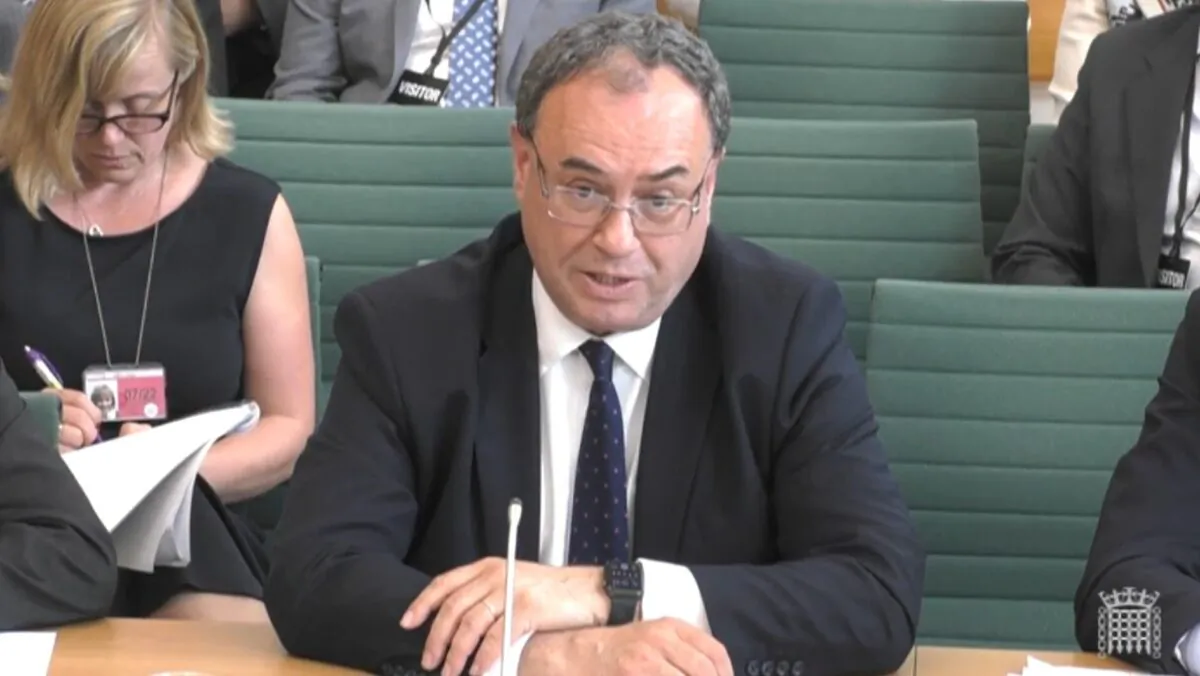 Andrew Bailey, governor of the Bank of England, gives evidence to the Treasury Select Committee at the House of Commons, London, on May 16, 2022. (PA Media)