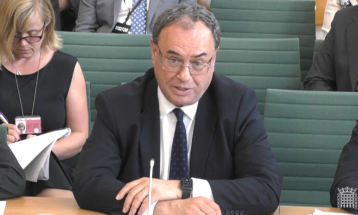 Andrew Bailey, governor of the Bank of England, gives evidence to the Treasury Select Committee at the House of Commons, London, on May 16, 2022. (PA Media)