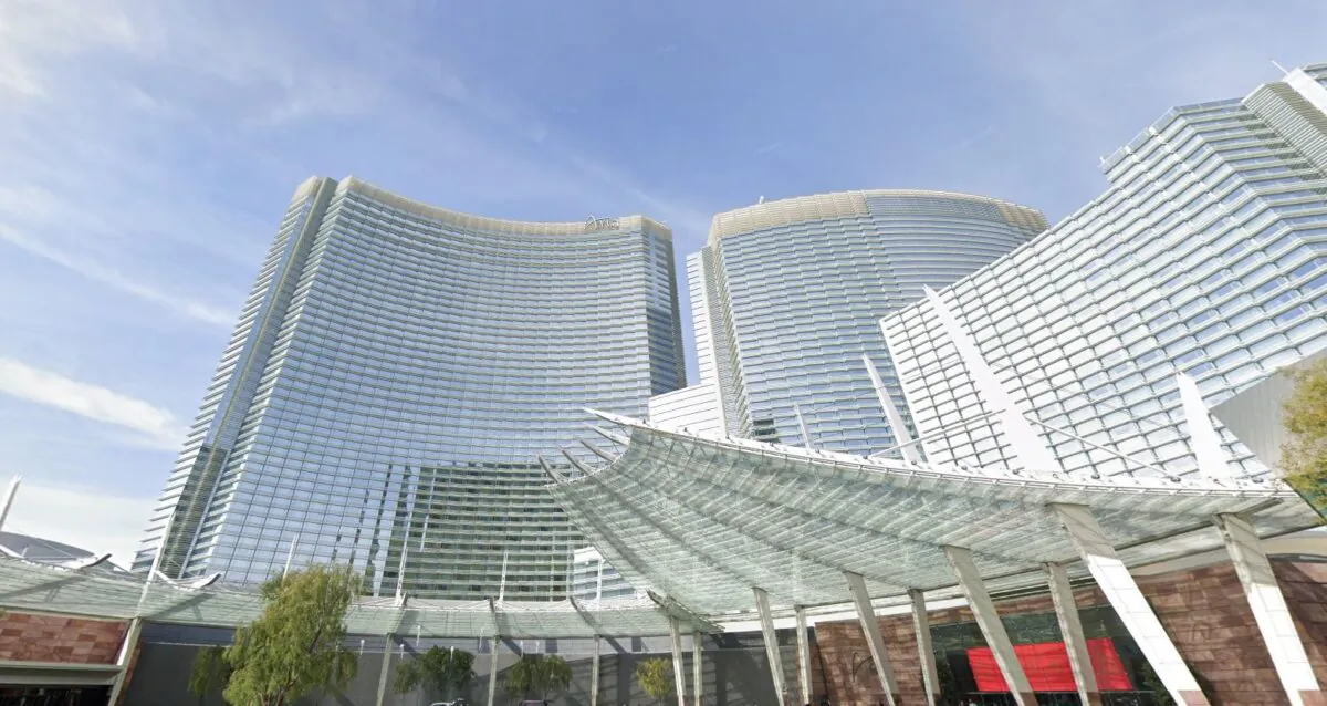 A map screenshot of Aria Resort & Casino buildings in Las Vegas, in February 2021. (Google Maps/Screenshot via The Epoch Times)