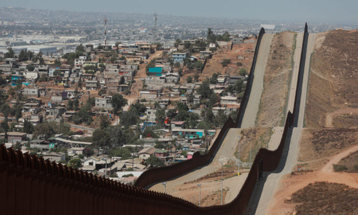 View of the U.S.-Mexico border wall in Otay Mesa, Calif., on Aug. 13, 2021. (Sandy Huffaker/AFP via Getty Images)