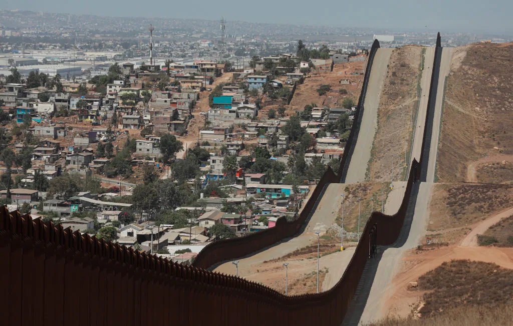 View of the U.S.-Mexico border wall in Otay Mesa, Calif., on Aug. 13, 2021. (Sandy Huffaker/AFP via Getty Images)