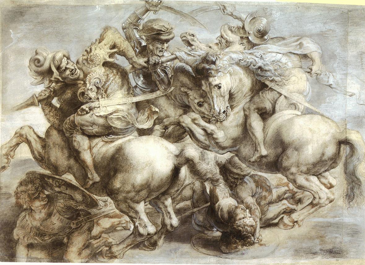 “Copy of the Battle of Anghiari,” circa 1603 by Peter Paul Rubens. Drawing, 17.8 inches by 25.03 inches, Louvre Museum. (Public Domain)