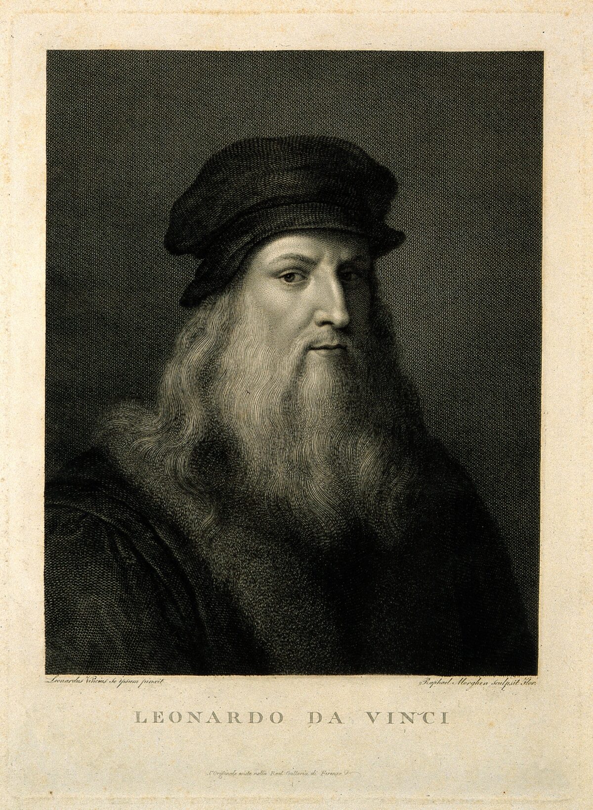"Leonardo da Vinci" by Raffaello Morghen. Engraving. Cleveland Museum of Art. (Public Domain)