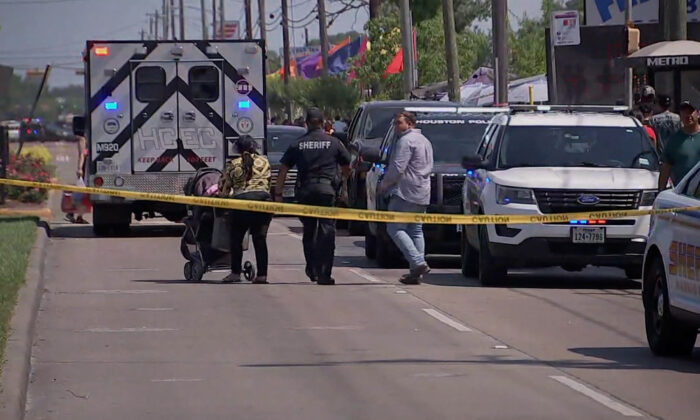 Police and emergency vehicles on the scene of a shooting in Harris County, Texas, on May 15, 2022. (Courtesy of KTRK)