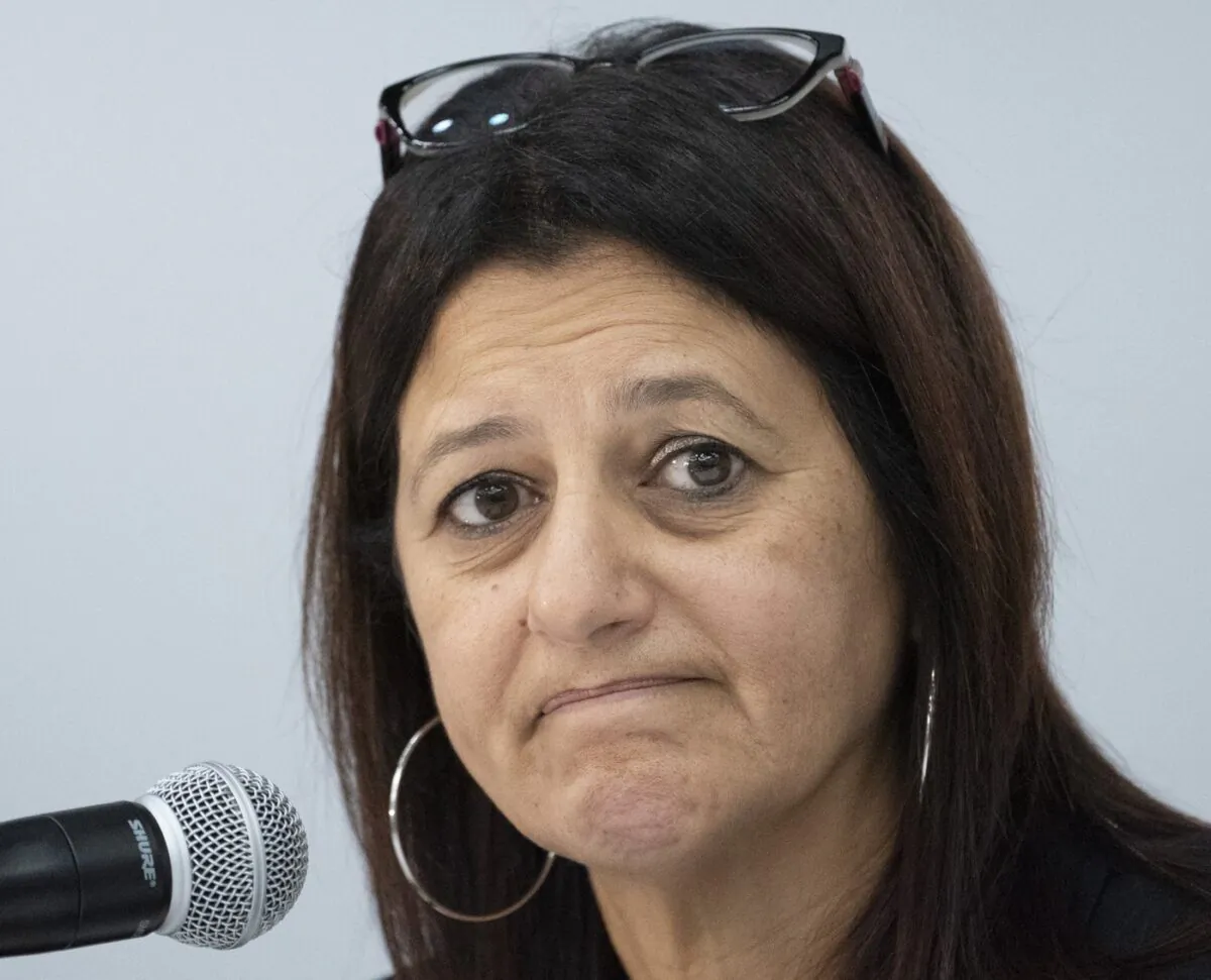 Coroner Géhane Kamel comments on her report on the death of Joyce Echaquan, during a news conference in Trois-Rivières, Que., Oct. 5, 2021. (The Canadian Press/Ryan Remiorz)