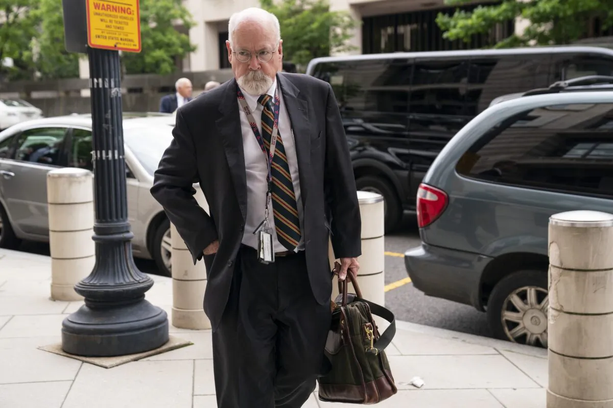 Special counsel John Durham arrives to federal court in Washington on May 16, 2022. (Evan Vucci/AP Photo)