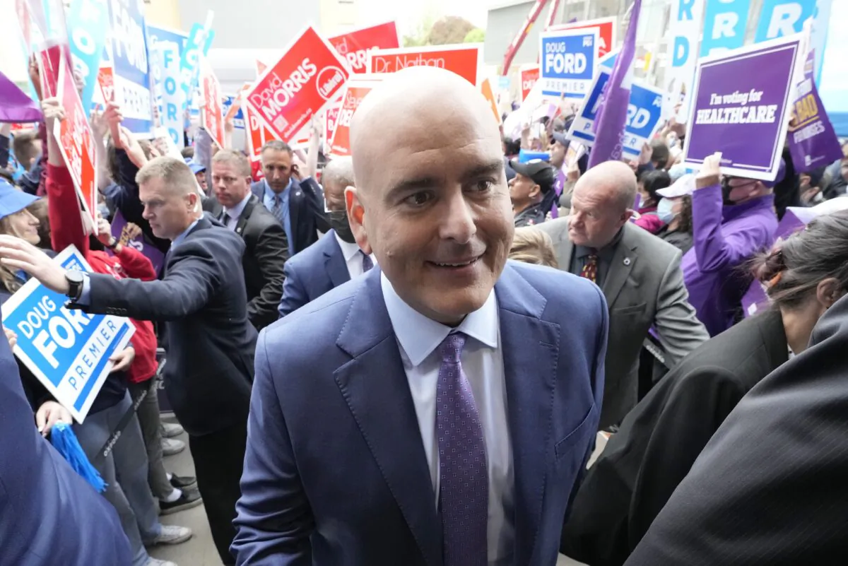 Ontario Liberal Leader Steven Del Duca arrives for the Ontario election leaders’ debate in Toronto on May 16, 2022. (The Canadian Press/Frank Gunn)