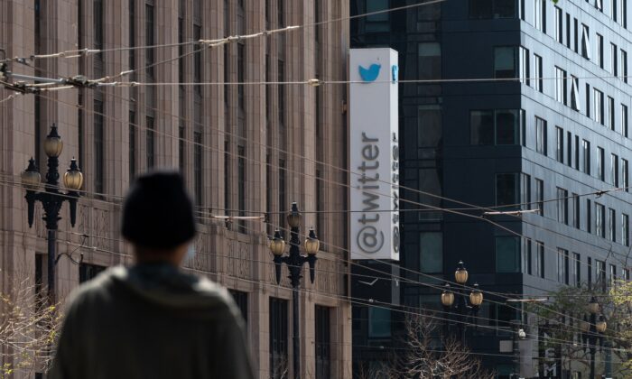 Twitter headquarters in downtown San Francisco on April 26, 2022. (Amy Osborne/AFP via Getty Images)
