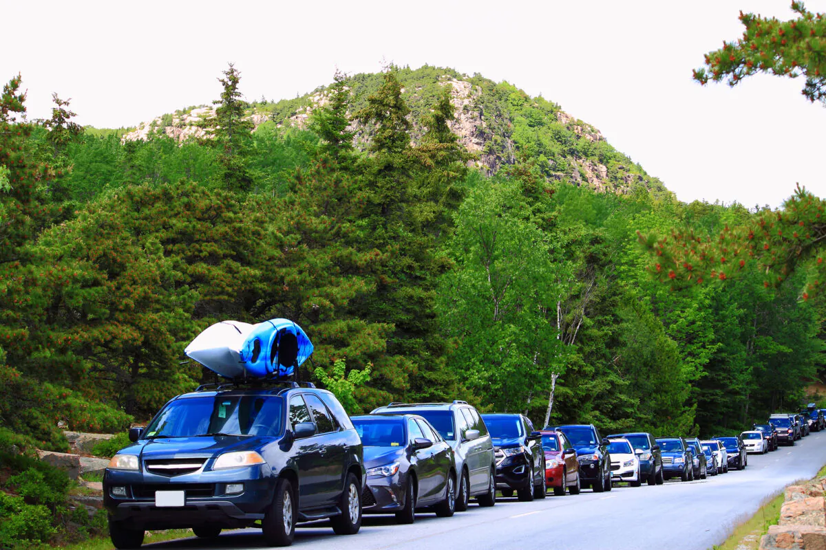Cars line up to visit Acadia National Park in Maine. (Dreamstime/TNS)