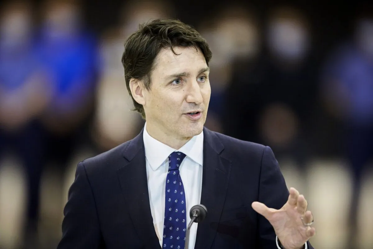 Prime Minister Justin Trudeau speaks during a press conference in Windsor, Ont. on May 2, 2022. (The Canadian Press/ Geoff Robins)