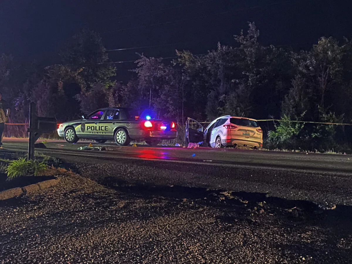 Police investigate a shooting late near Palmyra, Ind. on May 16, 2022. (The Indiana State Police via AP)