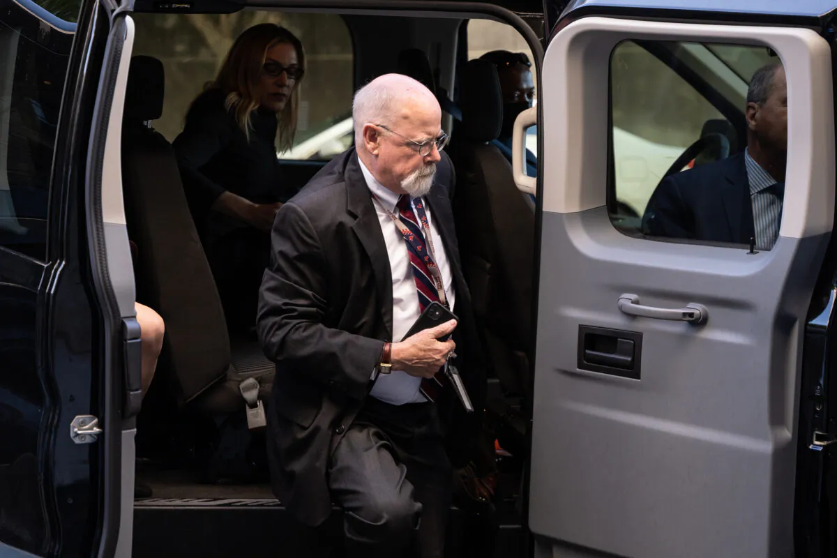 Special counsel John Durham arrives at federal court in Washington on May 18, 2022. (Teng Chen for The Epoch Times)