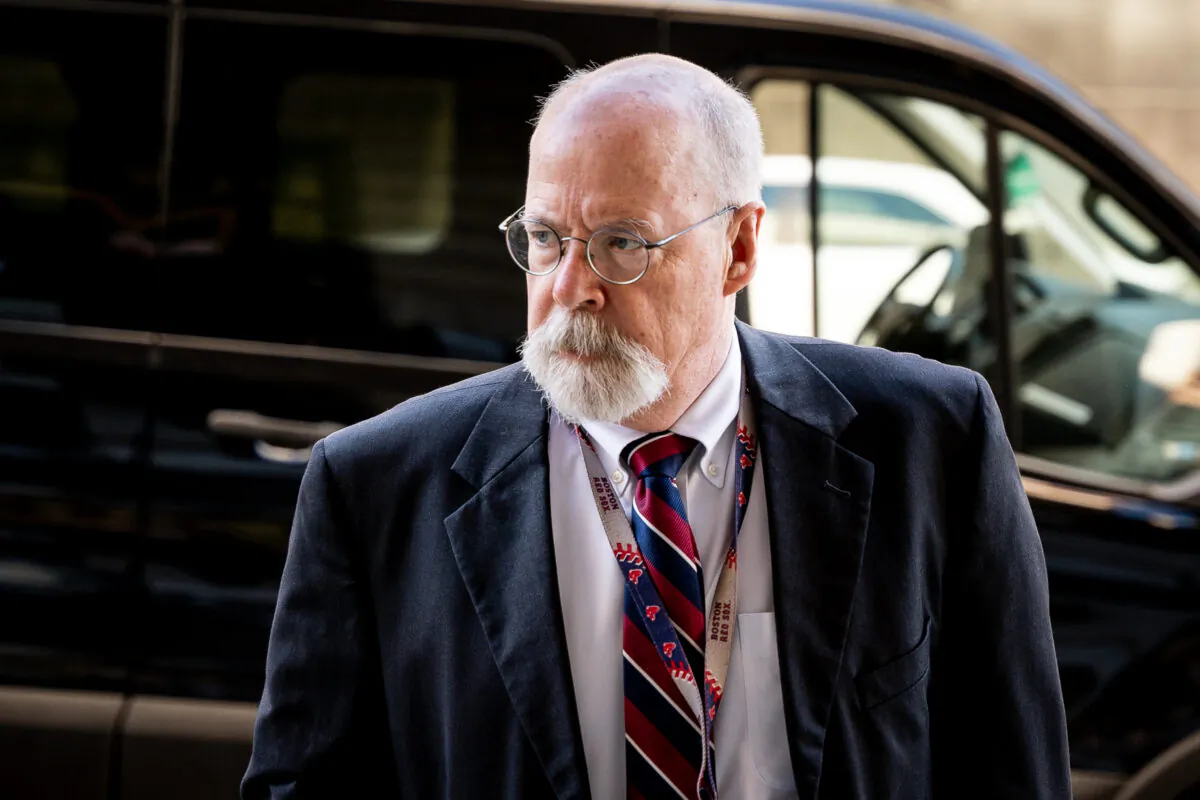 Special counsel John Durham arrives at federal court in Washington on May 18, 2022. (Teng Chen for The Epoch Times)
