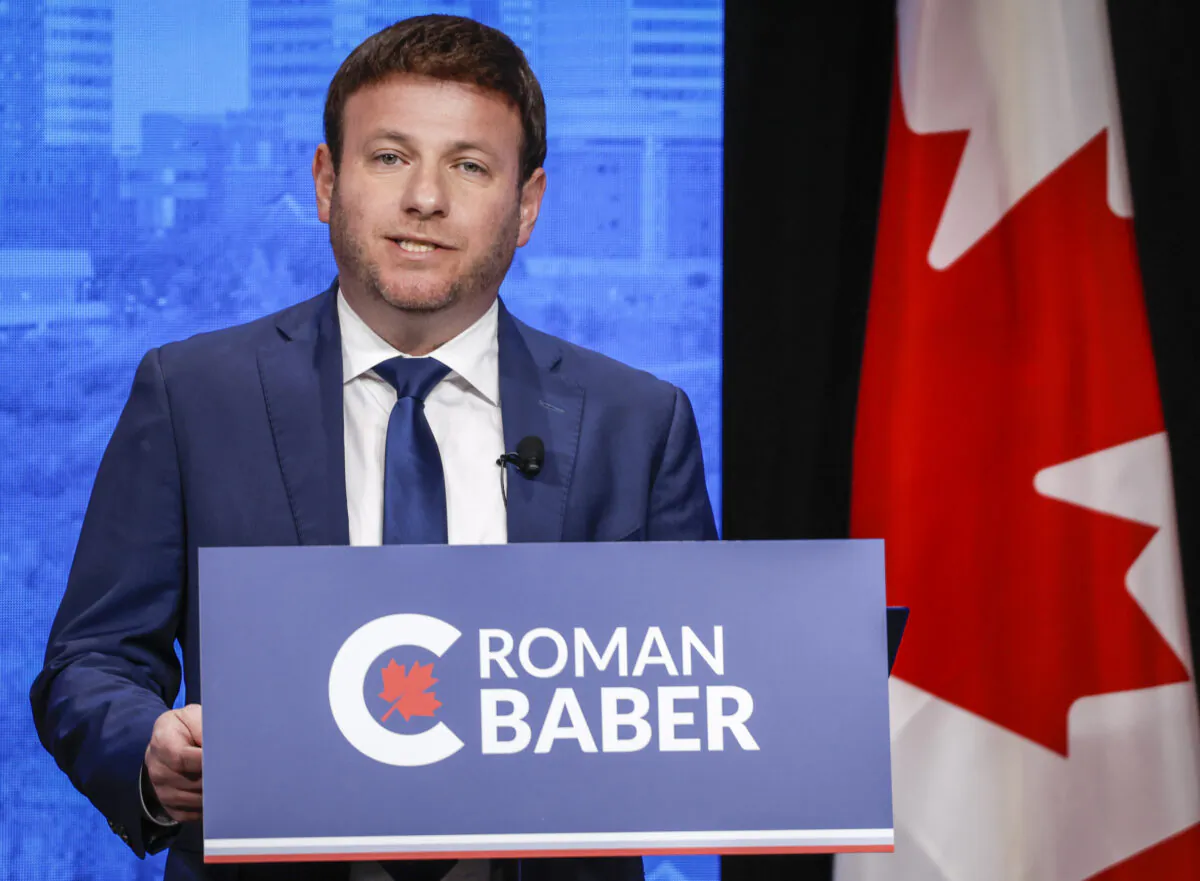 Candidate Roman Baber makes a point at the Conservative Party of Canada English leadership debate in Edmonton, on May 11, 2022. (The Canadian Press/Jeff McIntosh)