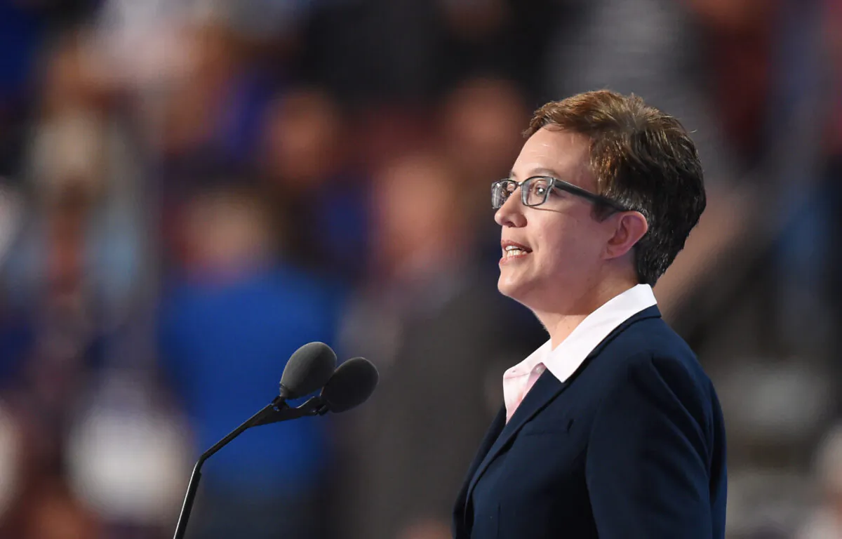 Tina Kotek speaks during Day 1 of the Democratic National Convention at the Wells Fargo Center in Philadelphia, Penn., on July 25, 2016. (ROBYN BECK/AFP via Getty Images)