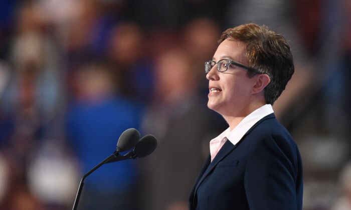 Tina Kotek speaks during Day 1 of the Democratic National Convention at the Wells Fargo Center in Philadelphia, Pennsylvania, July 25, 2016. / AFP / Robyn BECK        (Photo credit should read ROBYN BECK/AFP via Getty Images)