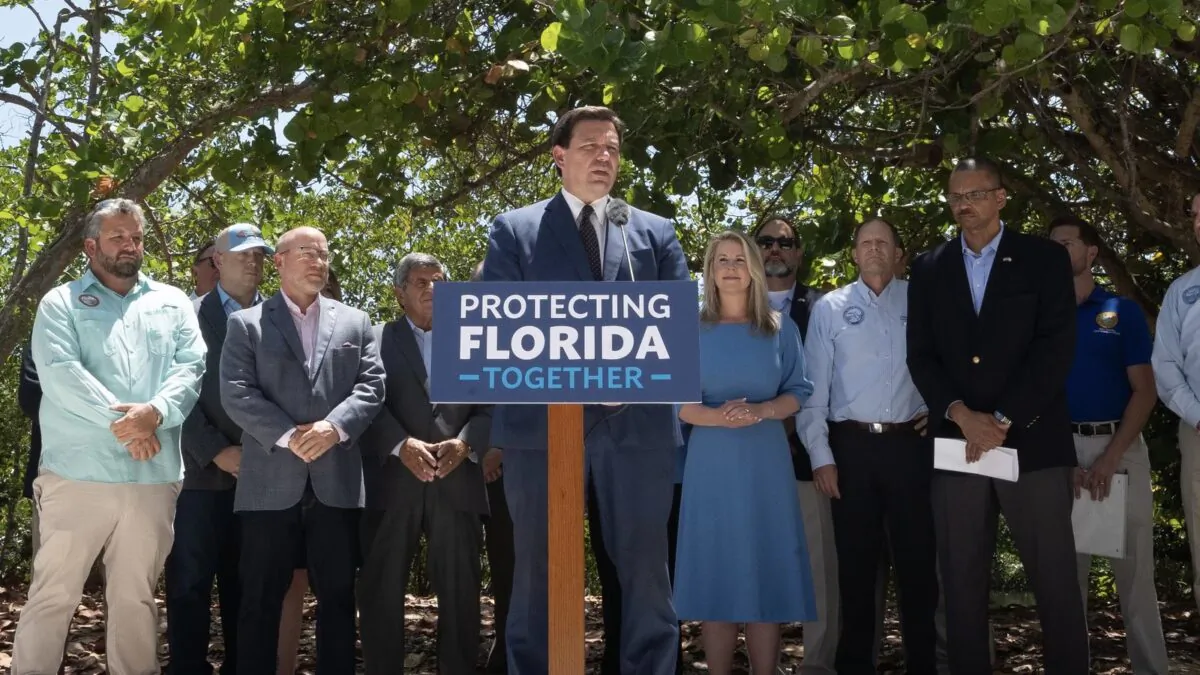 Florida Gov. Ron DeSantis at a press conference in Fort Myers, Fla., on April 22, 2022. (Courtesy Florida Governor's Office)