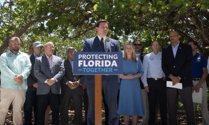 Florida Gov. Ron DeSantis at a press conference in Fort Myers, Fla., on April 22, 2022. (Courtesy, Florida Governor's Office)