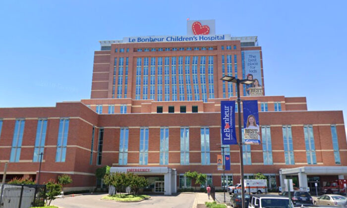 The Le Bonheur Children's Hospital in Memphis, Tenn., in May 2019. (Google Maps/Screenshot via The Epoch Times)
