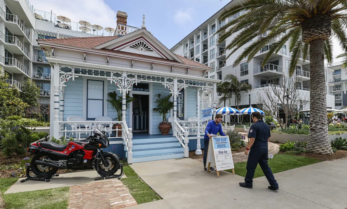 Employees prepare for the opening of the "Top Gun" house, which has opened its doors as HIGH-pie, a bakery and pie shop next to the Mission Pacific Hotel in Oceanside, Calif., on May 6, 2022. (Eduardo Contreras/San Diego Union-Tribune/TNS)