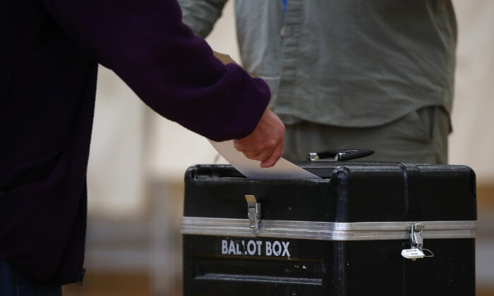 A voter casts a ballot in Missoula, Mont., in a file image. (Justin Sullivan/Getty Images)
