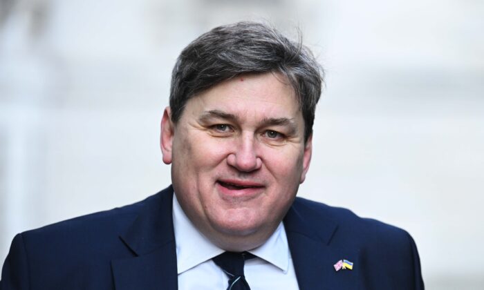 Kit Malthouse, Britain’s minister of state for crime and policing, arrives to attend the government weekly cabinet meeting at Downing Street in London, on March 8, 2022. (Leon Neal/Getty Images)