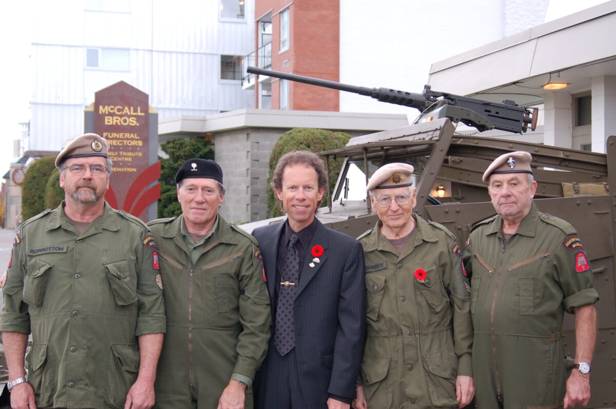  Cappetto poses with Canadian war veterans before the premiere of his film “Lest They Be Forgotten, Canada,” in Victoria, British Columbia. (Courtesy of Larry R. Cappetto)