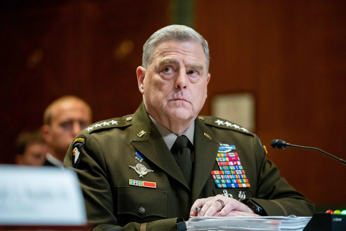 Chairman of the Joint Chiefs of Staff Gen. Mark Milley testifies before the Senate Appropriations Committee Subcommittee on Defense on Capitol Hill in Washington, on May 3, 2022. (Amanda Andrade-Rhoades/Pool/AFP via Getty Images)