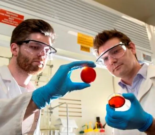 Dr Max Worthington, left, in the Chalker Lab. (Provided by Flinders University)