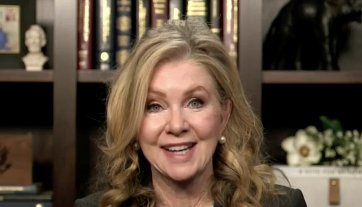 Sen. Marsha Blackburn (R-Tenn.) in an interview with NTD's "Capitol Report" on May 19, 2022. (Screenshot/NTD)