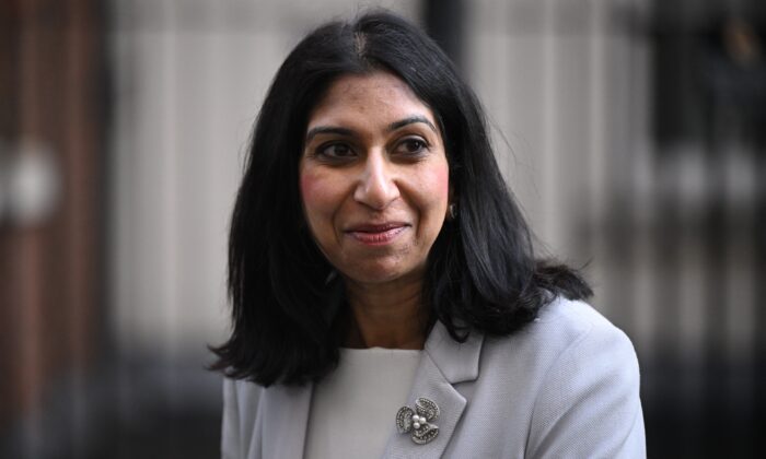 UK Attorney General Suella Braverman leaves 10 Downing Street following a cabinet meeting, in London, on March 15, 2022. (Leon Neal/Getty Images)