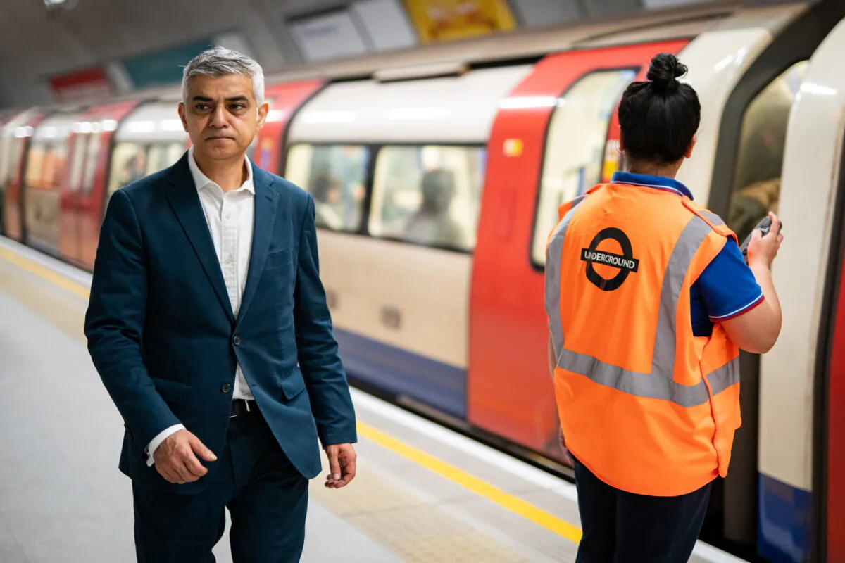 Undated file photo of Mayor of London Sadiq Khan re-opening the Bank branch of the Northern line at Monument Station in London. (Aaron Chown/PA)