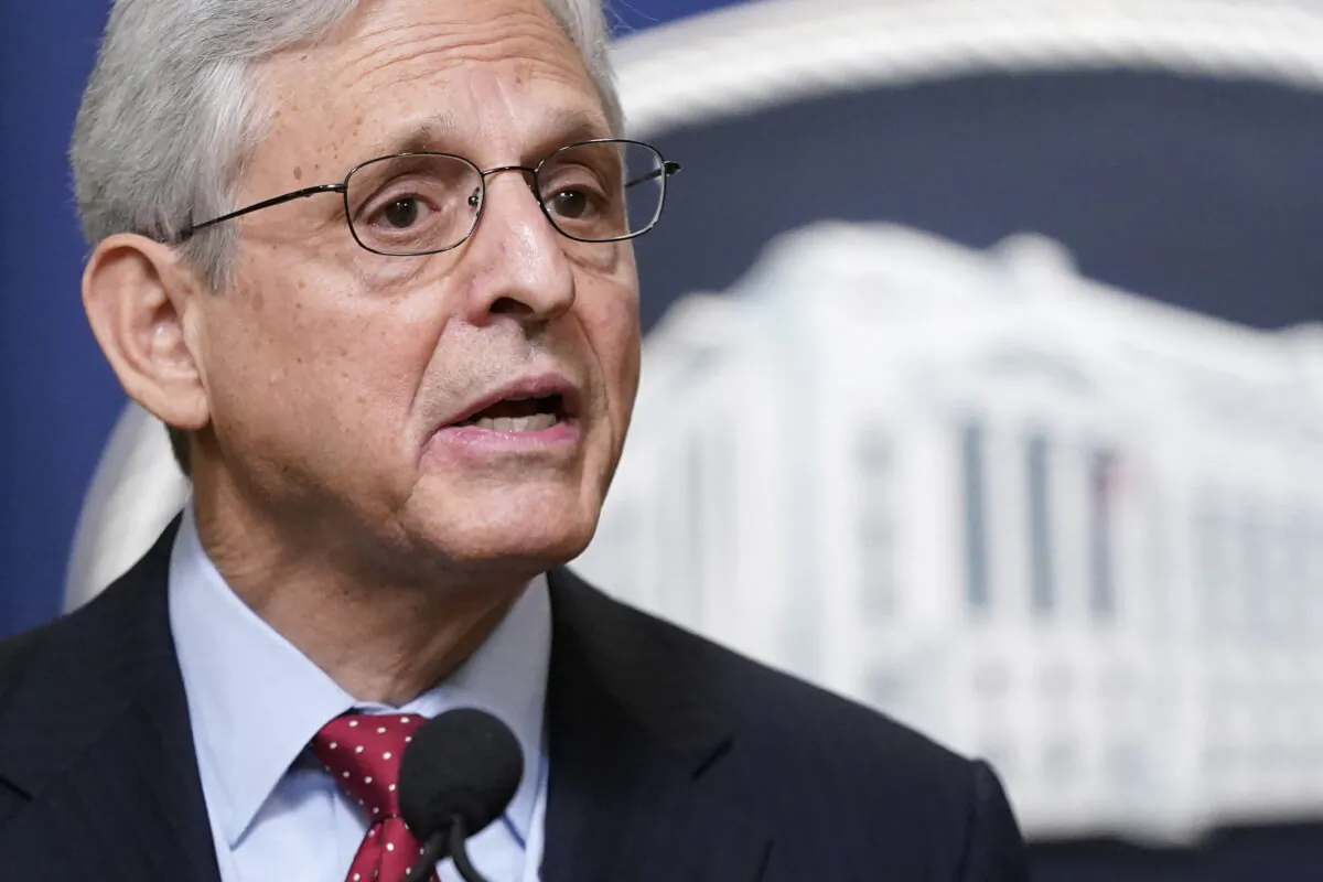 Attorney General Merrick Garland speaks at a news conference to announce actions to enhance the Biden administration's environmental justice efforts at the Department of Justice in Washington, on May 5, 2022. (Patrick Semansky/AP Photo)