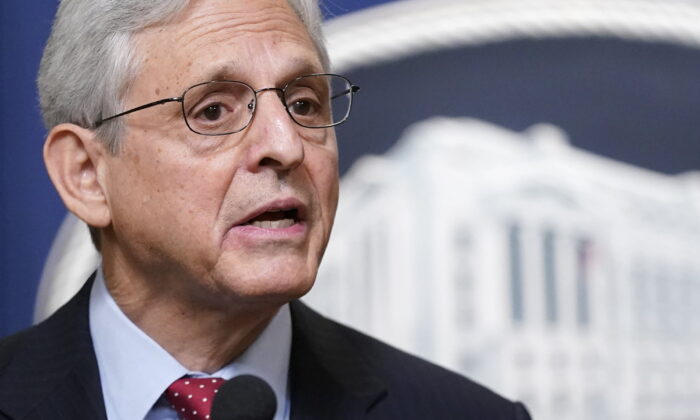 Attorney General Merrick Garland speaks at a news conference to announce actions to enhance the Biden administration's environmental justice efforts at the Department of Justice in Washington, on May 5, 2022. (Patrick Semansky/AP Photo)