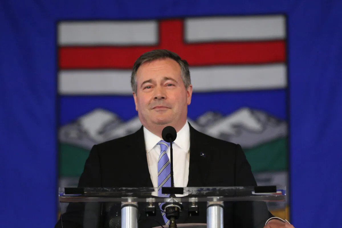 Alberta Premier Jason Kenney speaks in response to the results of the United Conservative Party leadership review in Calgary on May 18, 2022. (The Canadian Press/Dave Chidley)