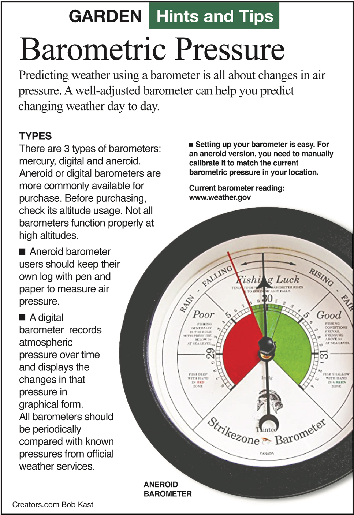 barometer tip sheet