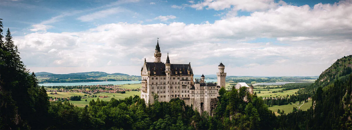 The fairytale-like Neuschwanstein Castle, a 19th-century Romanesque Revival palace perched on a rugged hill above the village of Hohenschwangau in southwest Bavaria. (Jörg Schubert/flickr/CC BY 2.0)