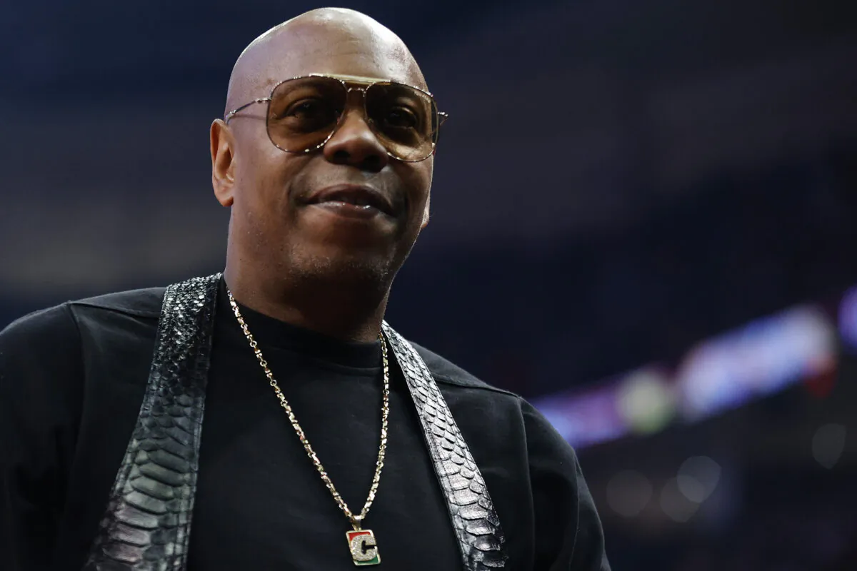 Dave Chappelle looks on during the 2022 NBA All-Star Game at Rocket Mortgage Fieldhouse in Cleveland on Feb. 20, 2022. (Tim Nwachukwu/Getty Images)