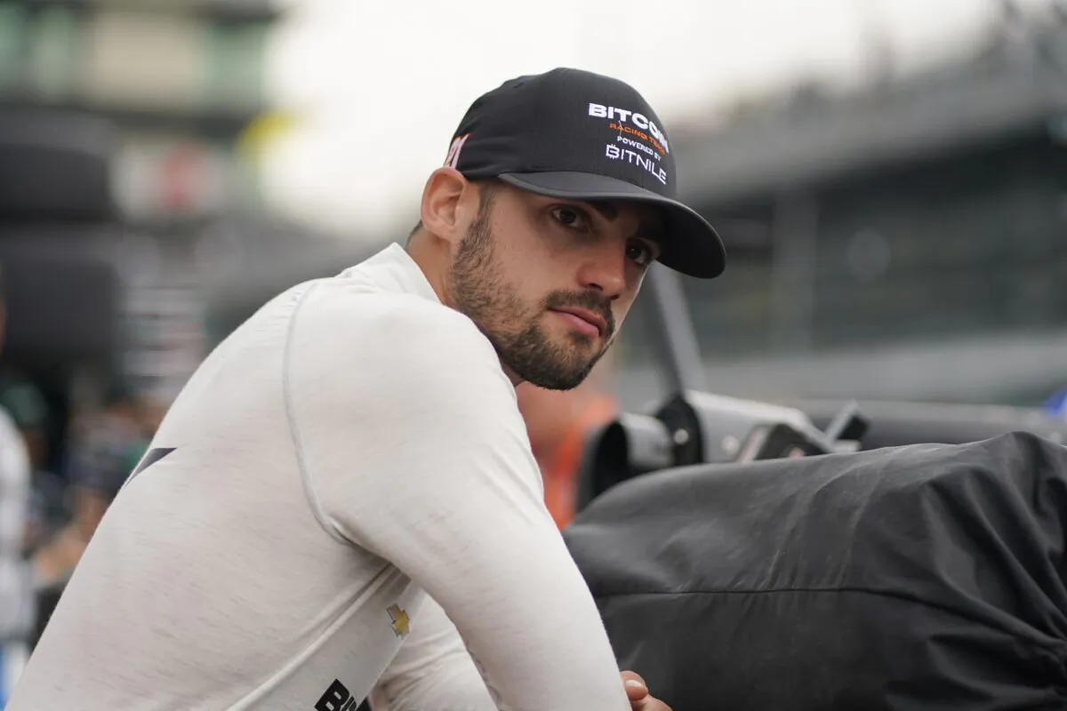 Rinus VeeKay of The Netherlands waits during qualifications for the Indianapolis 500 auto race at Indianapolis Motor Speedway in Indianapolis, Ind., on May 21, 2022. (Darron Cummings/AP Photo)