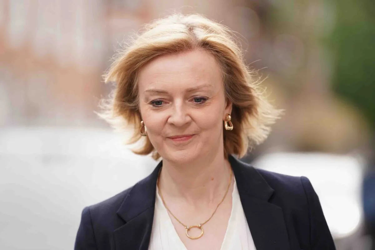 Foreign Secretary Liz Truss leaving Millbank Studios in London on May 18, 2022. (Kirsty O'Connor/PA Media)