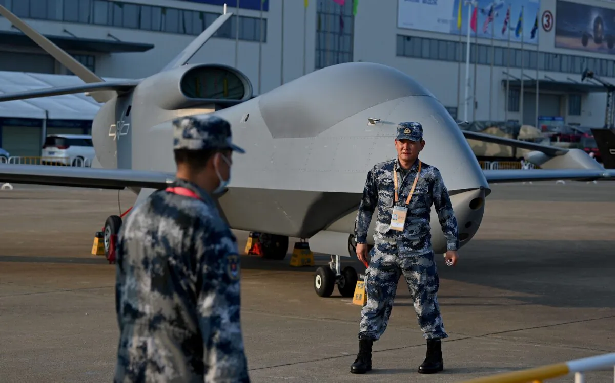 A People's Liberation Army (PLA) Air Force WZ-7 high-altitude reconnaissance drone is seen a day before the 13th China International Aviation and Aerospace Exhibition in Zhuhai in southern China's Guangdong province on Sept. 27, 2021. (Noel Celis/AFP via Getty Images)