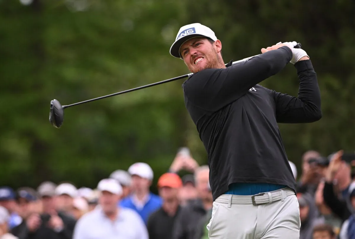 Mito Pereira plays his second shot on the 7th hole during the third round of the PGA Championship golf tournament at Southern Hills Country Club in Tulsa, Okla., on May 21, 2022. (Orlando Ramirez/USA TODAY Sports via Reuters)