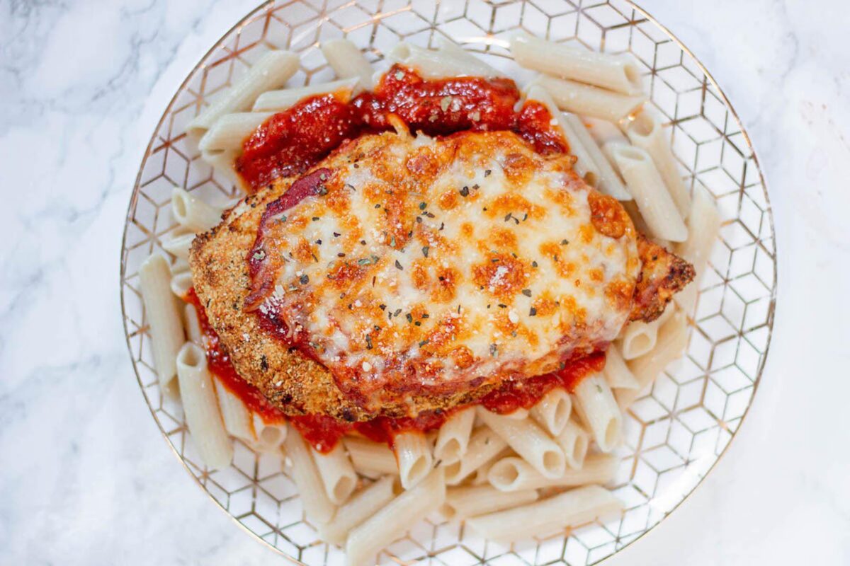 You can easily make the chicken Parmesan using an air fryer.  (Courtesy of Bits and Bites)