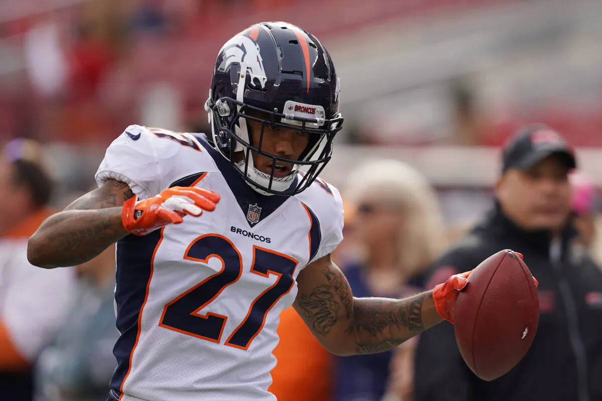 Brendan Langley #27 of the Denver Broncos warms up prior to their game against the San Francisco 49ers at Levi's Stadium in Santa Clara, Calif., on Dec. 9, 2018. (Robert Reiners/Getty Images)